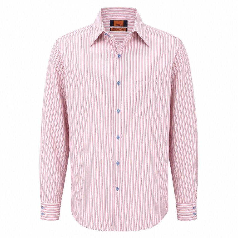 Franco Negretti Dress Shirt Men's 2XL Pink White Stripes